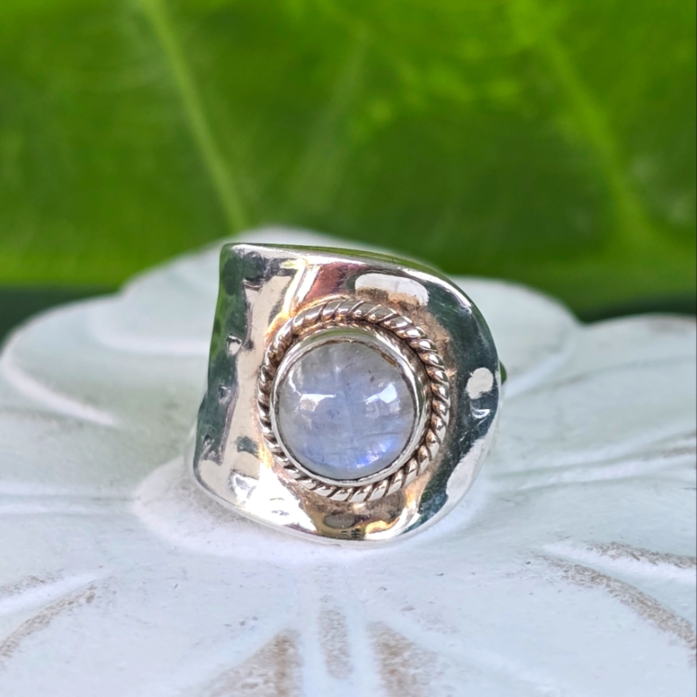 Moonstone Adjustable Sterling 925 Ring